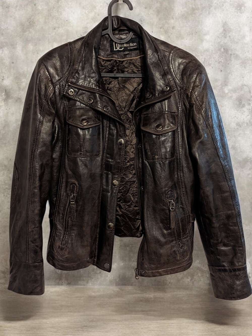 Di Capra DC Collection Brown Genuine Leather Moto Jacket Women’s M